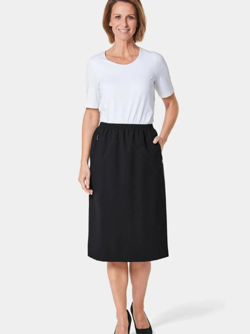 Goldner Röcke*Damen Reiseschlupfrock - Knitterfreier Reiseschlupfrock schwarz uni