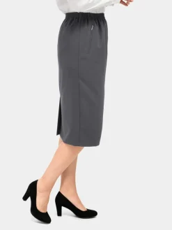 Goldner Röcke*Damen Reiseschlupfrock - Knitterfreier Reiseschlupfrock grau uni