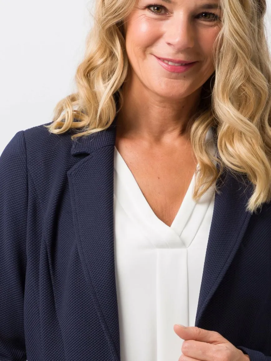 Frank Walder Blazer*Damen Reversblazer marine blau uni