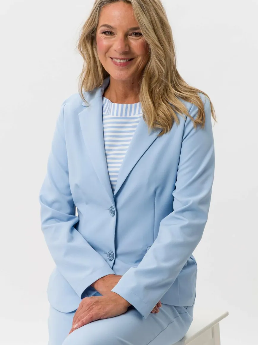 Frank Walder Blazer*Damen Reversblazer hellblau blau uni