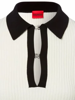 HUGO Pullover & Strickjacken*Damen Rippstrickpullover - Sharro ecru schwarz uni