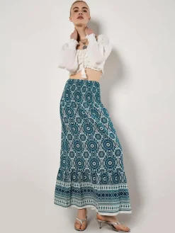 Apricot Röcke*Damen Rock blau gemustert