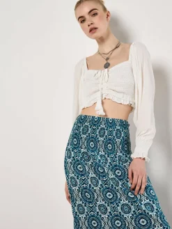 Apricot Röcke*Damen Rock blau gemustert