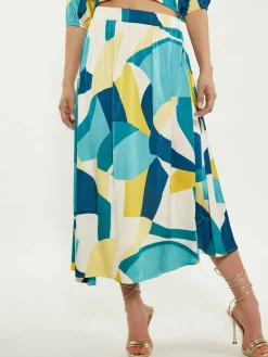 Faina Röcke*Damen Rock blau uni