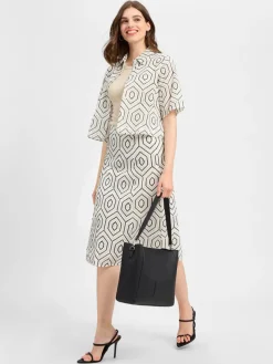 Marie Lund Röcke*Damen Rock ecru schwarz gemustert