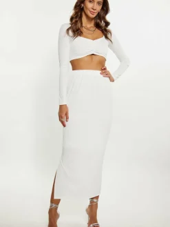 Faina Röcke*Damen Rock weiß uni