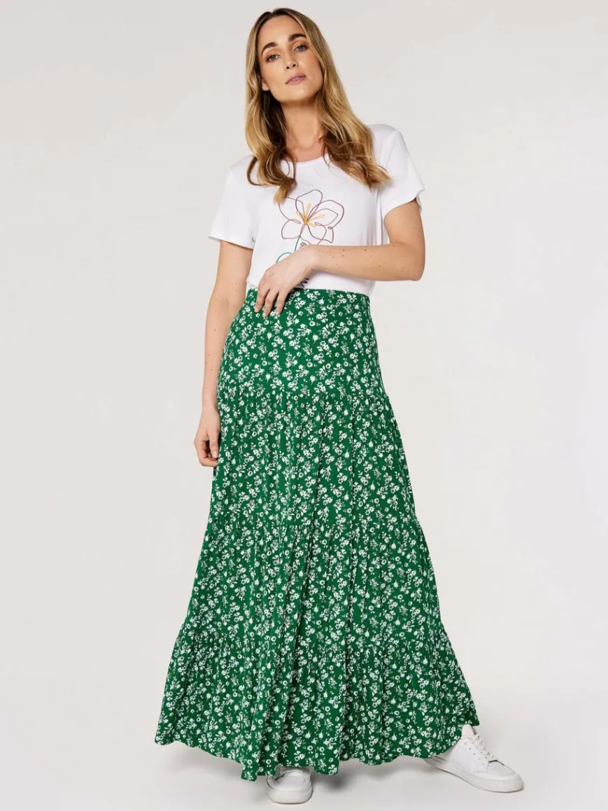 Apricot Röcke*Damen Rock grün bedruckt