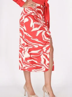Faina Röcke*Damen Rock rot gemustert