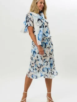 Frank Walder Röcke*Damen Rock blau mehrfarbig gemustert