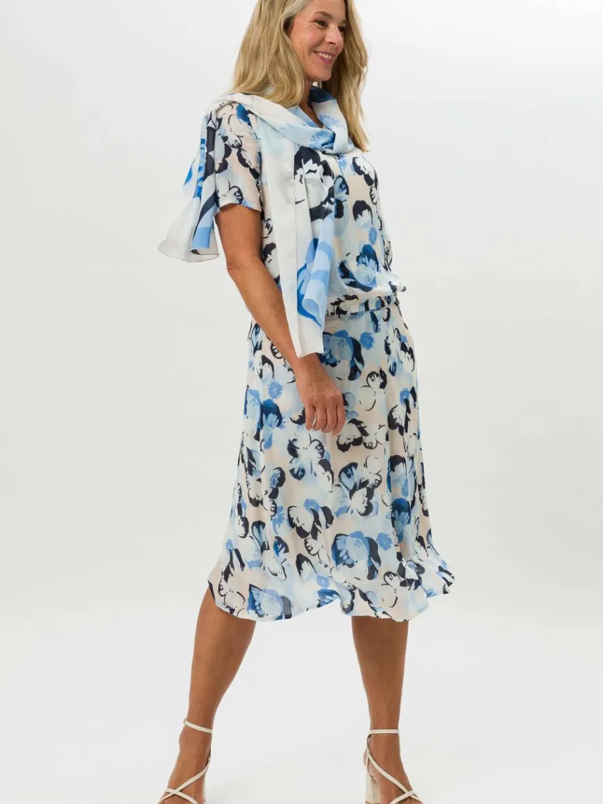 Frank Walder Röcke*Damen Rock blau mehrfarbig gemustert