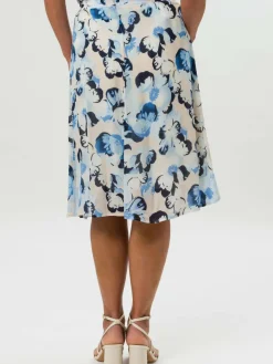 Frank Walder Röcke*Damen Rock blau mehrfarbig gemustert