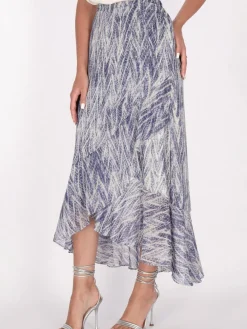 Faina Röcke*Damen Rock blau gemustert