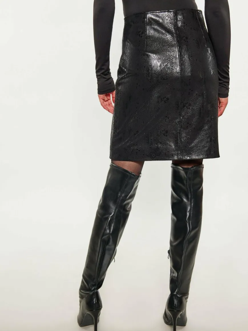 Faina Röcke*Damen Rock schwarz bedruckt