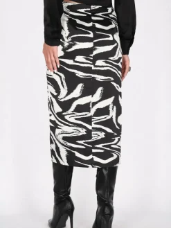 Faina Röcke*Damen Rock schwarz gemustert