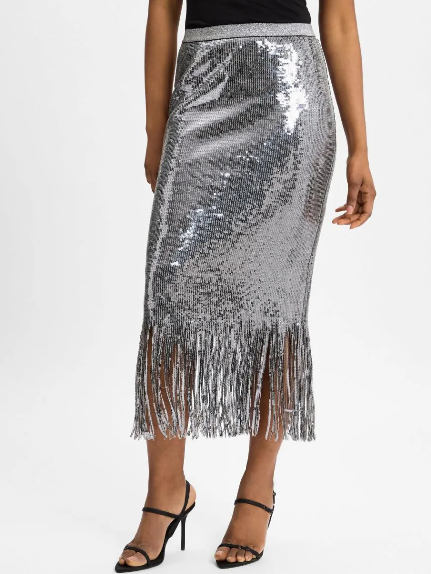 MOS MOSH Röcke*Damen Rock - MMMiaz silber uni