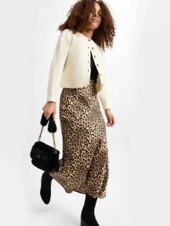 Vila Röcke*Damen Rock - VIEllette camel schwarz gemustert