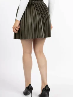 Faina Röcke*Damen Rock aus Kunstleder oliv uni