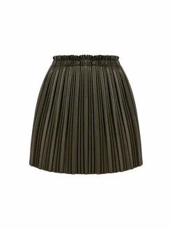 Faina Röcke*Damen Rock aus Kunstleder oliv uni