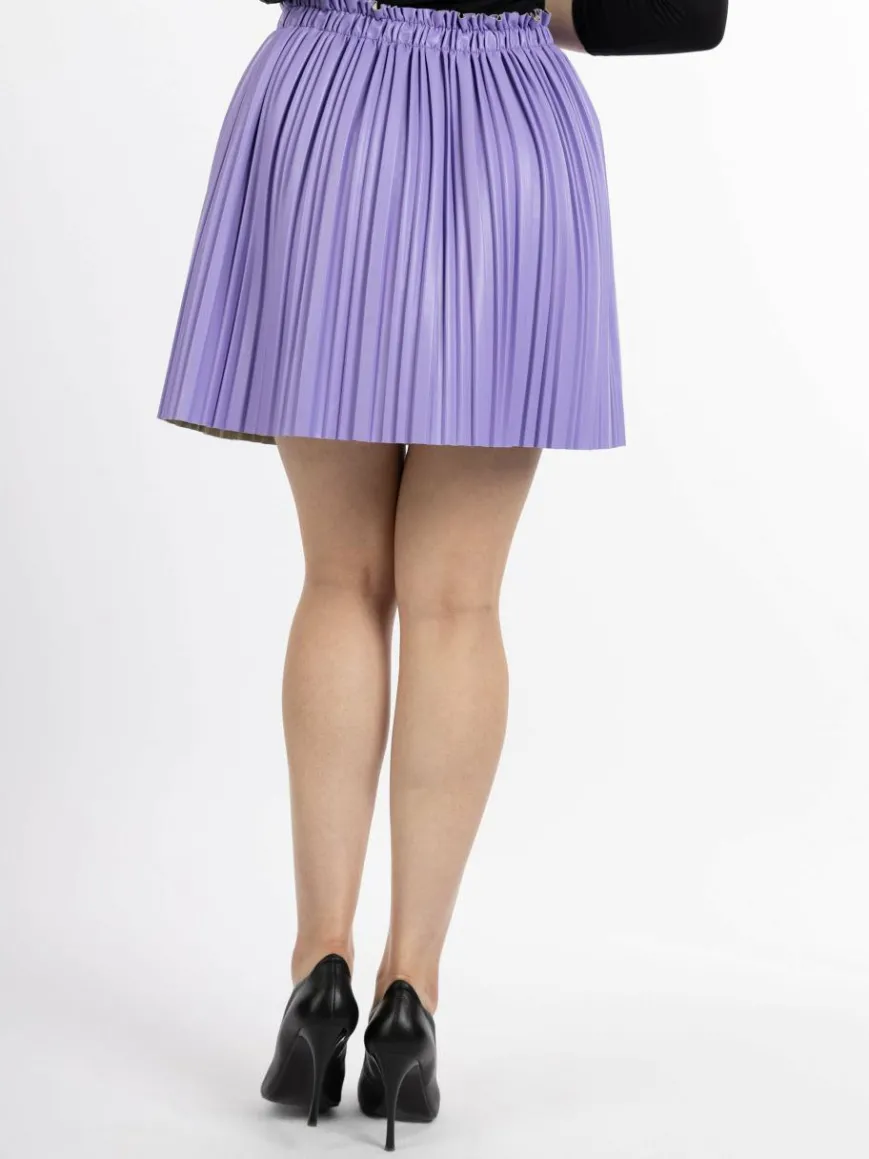 Faina Röcke*Damen Rock aus Kunstleder lila uni