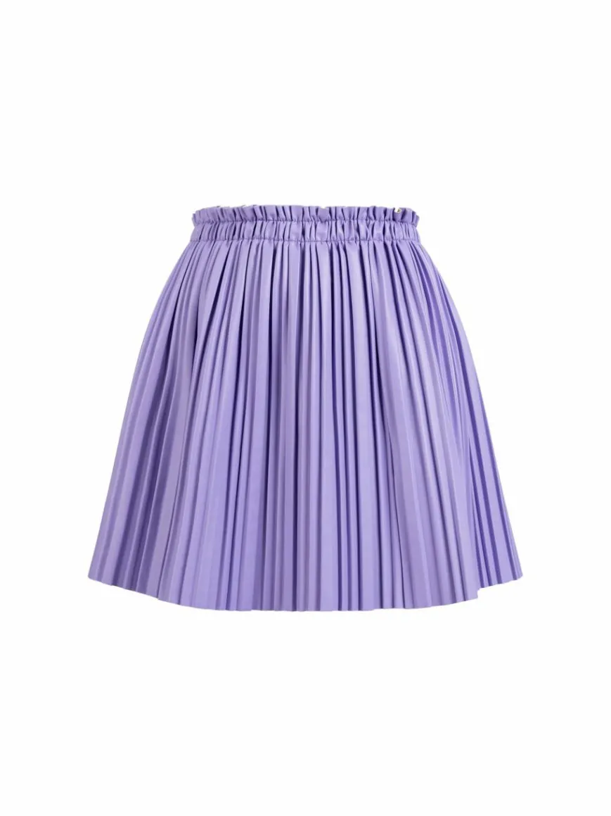 Faina Röcke*Damen Rock aus Kunstleder lila uni