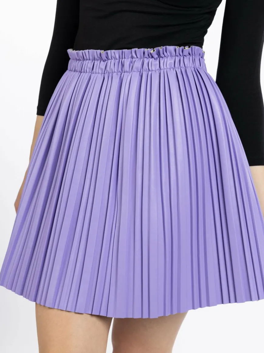 Faina Röcke*Damen Rock aus Kunstleder lila uni