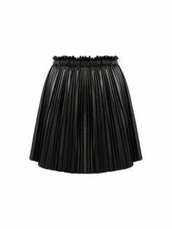 Faina Röcke*Damen Rock aus Kunstleder schwarz uni