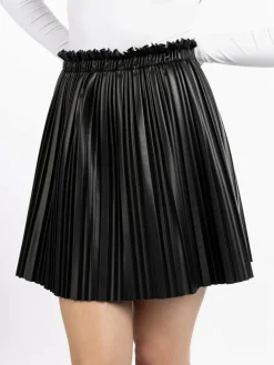 Faina Röcke*Damen Rock aus Kunstleder schwarz uni