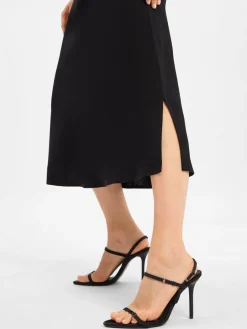 Someday Röcke*Damen Rock mit Leinen-Anteil - Odini schwarz uni