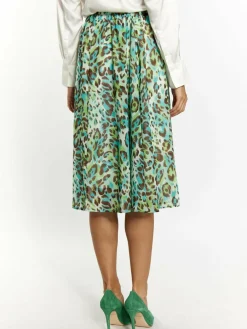 Faina Röcke*Damen Rock mit Leoprint türkis gemustert