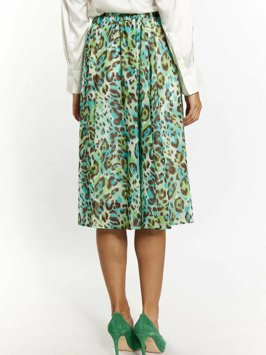 Faina Röcke*Damen Rock mit Leoprint türkis gemustert