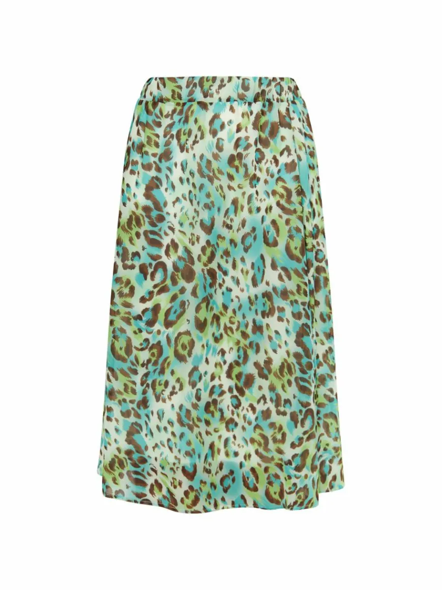 Faina Röcke*Damen Rock mit Leoprint türkis gemustert