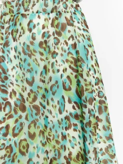 Faina Röcke*Damen Rock mit Leoprint türkis gemustert