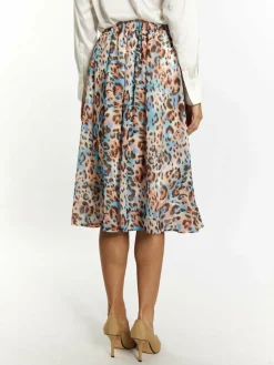 Faina Röcke*Damen Rock mit Leoprint beige gemustert