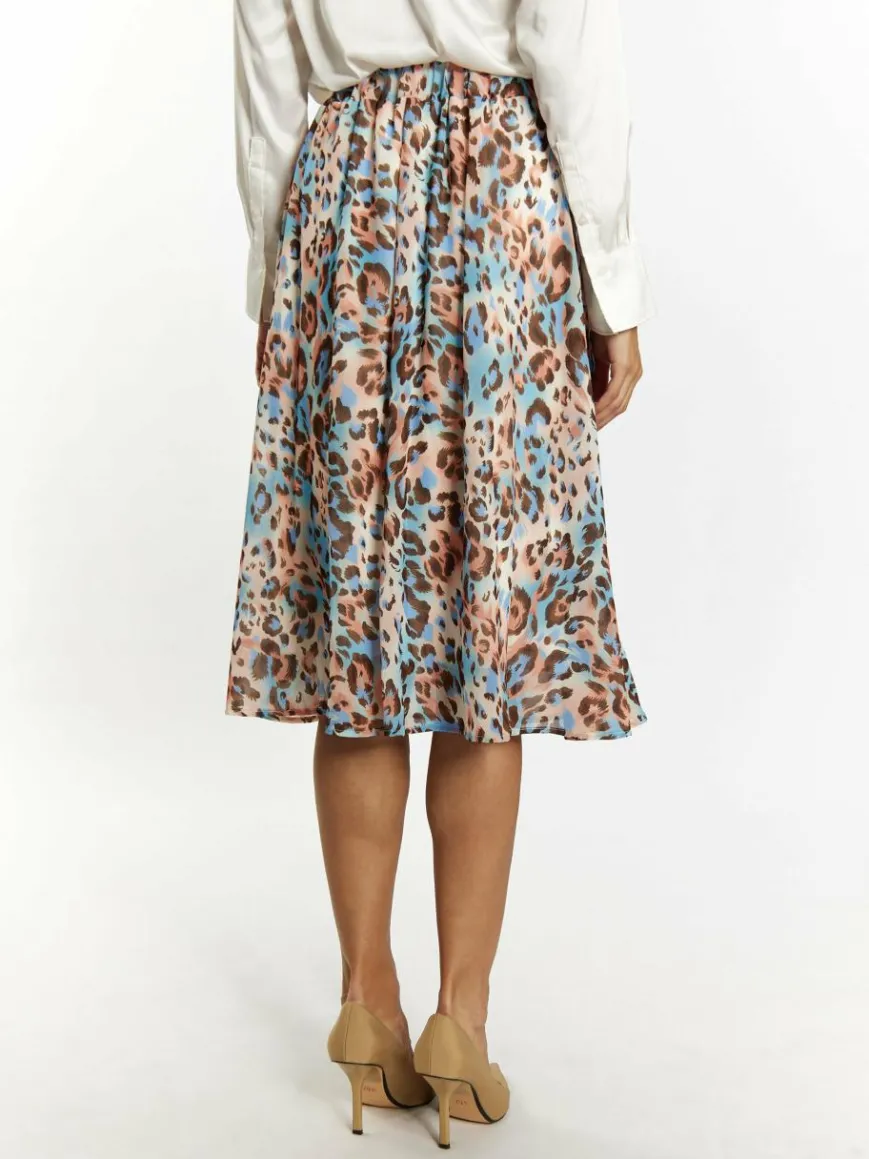 Faina Röcke*Damen Rock mit Leoprint beige gemustert