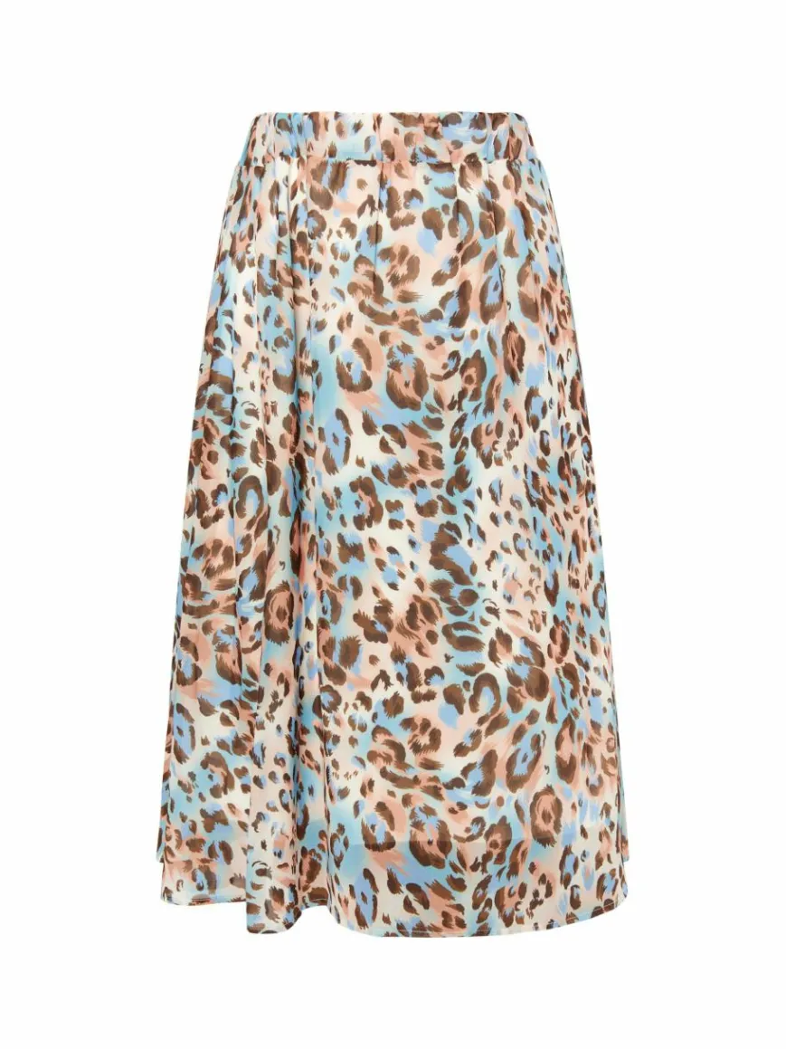 Faina Röcke*Damen Rock mit Leoprint beige gemustert