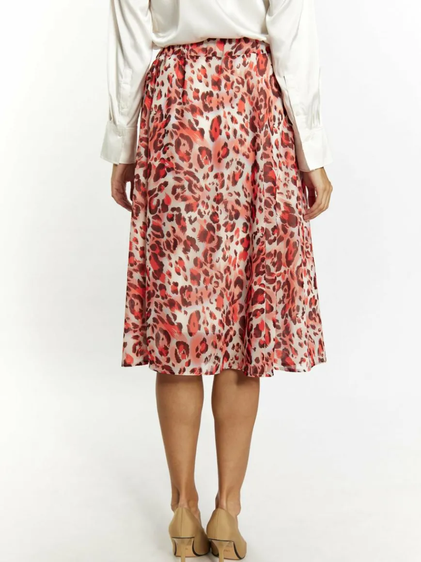 Faina Röcke*Damen Rock mit Leoprint rot gemustert