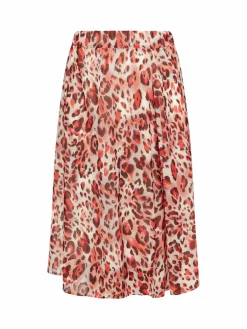 Faina Röcke*Damen Rock mit Leoprint rot gemustert