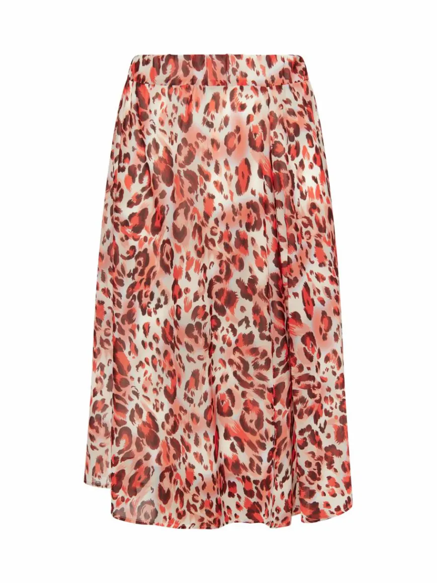 Faina Röcke*Damen Rock mit Leoprint rot gemustert