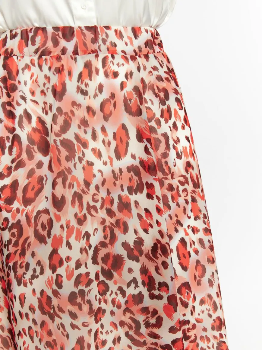 Faina Röcke*Damen Rock mit Leoprint rot gemustert