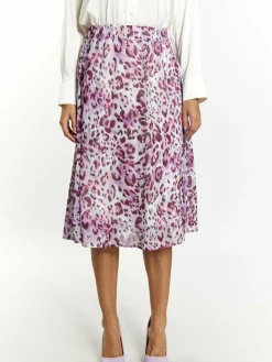 Faina Röcke*Damen Rock mit Leoprint flieder gemustert