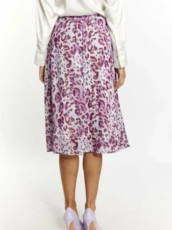 Faina Röcke*Damen Rock mit Leoprint flieder gemustert