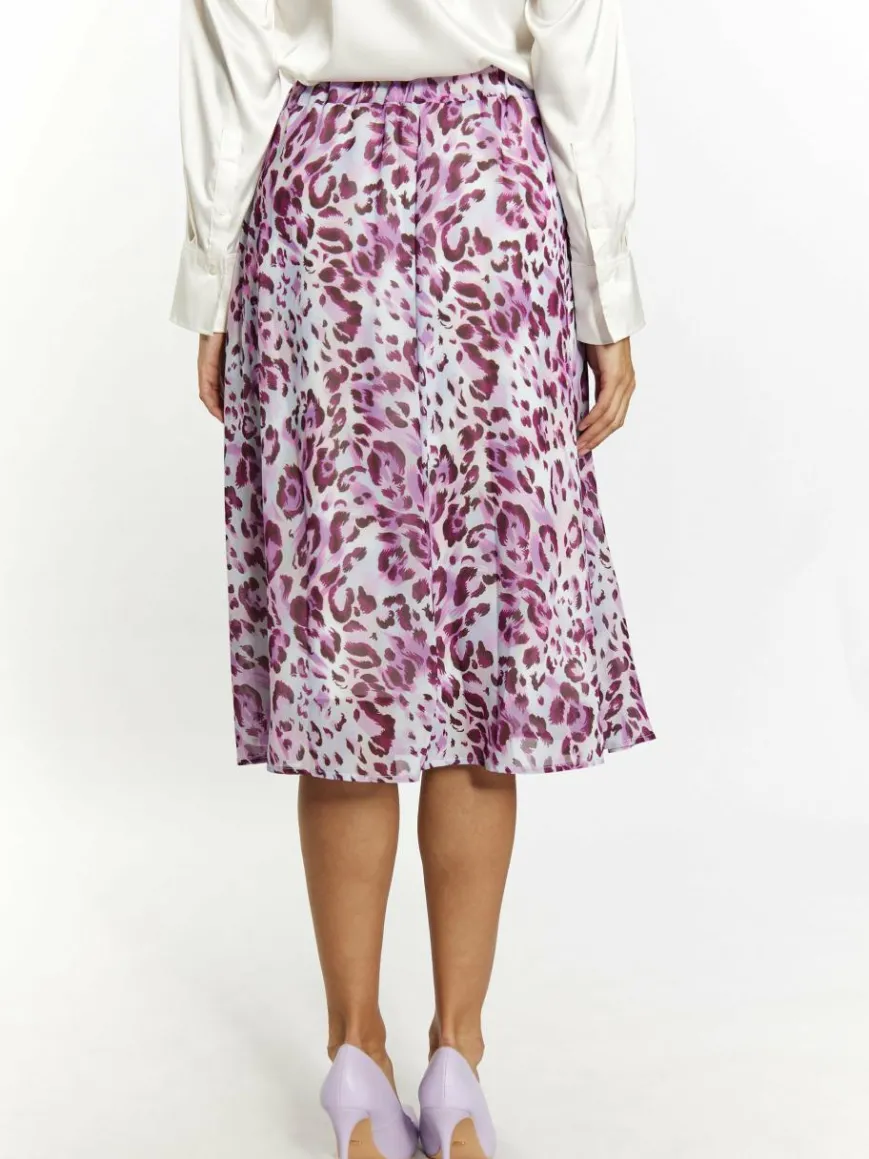Faina Röcke*Damen Rock mit Leoprint flieder gemustert