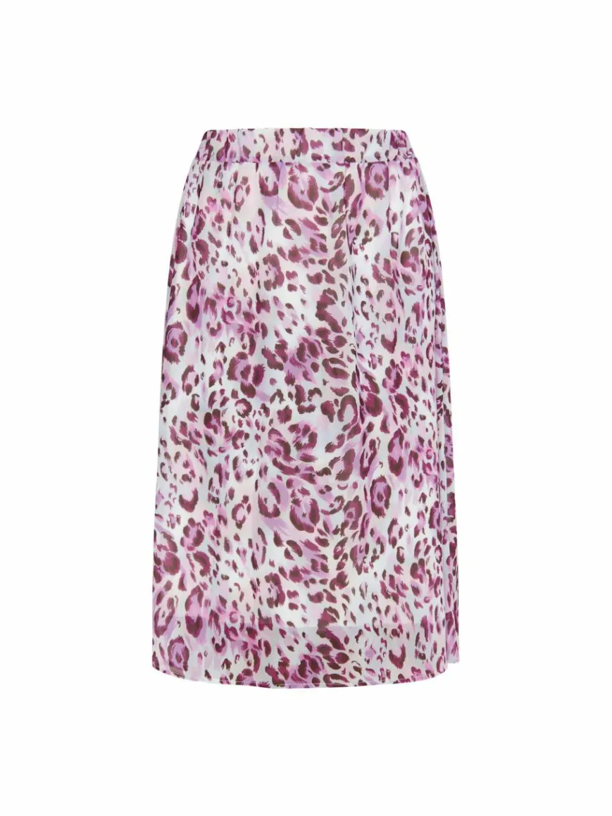 Faina Röcke*Damen Rock mit Leoprint flieder gemustert