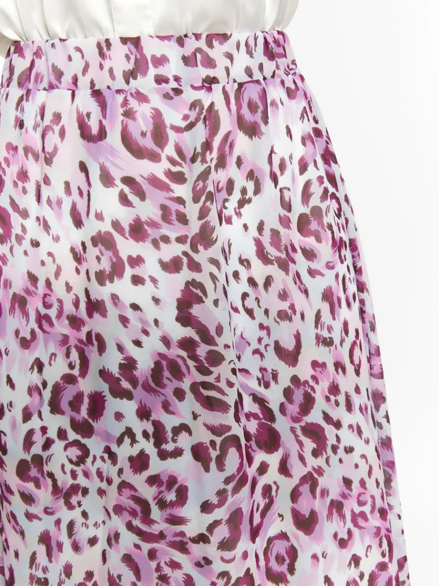 Faina Röcke*Damen Rock mit Leoprint flieder gemustert