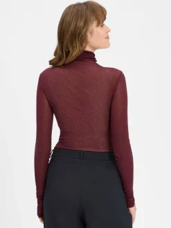 american vintage Pullover & Strickjacken|Shirts & Tops*Damen Rollkragenshirt - MAS bordeaux uni