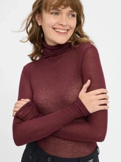 american vintage Pullover & Strickjacken|Shirts & Tops*Damen Rollkragenshirt - MAS bordeaux uni