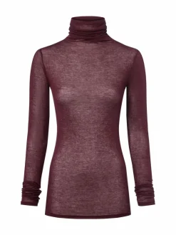 american vintage Pullover & Strickjacken|Shirts & Tops*Damen Rollkragenshirt - MAS bordeaux uni