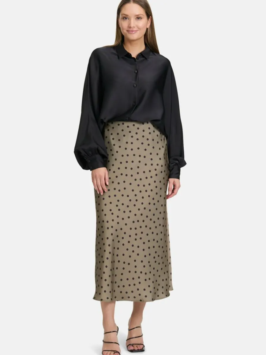 Vera Mont Blusen*Damen Satin-Bluse schwarz uni