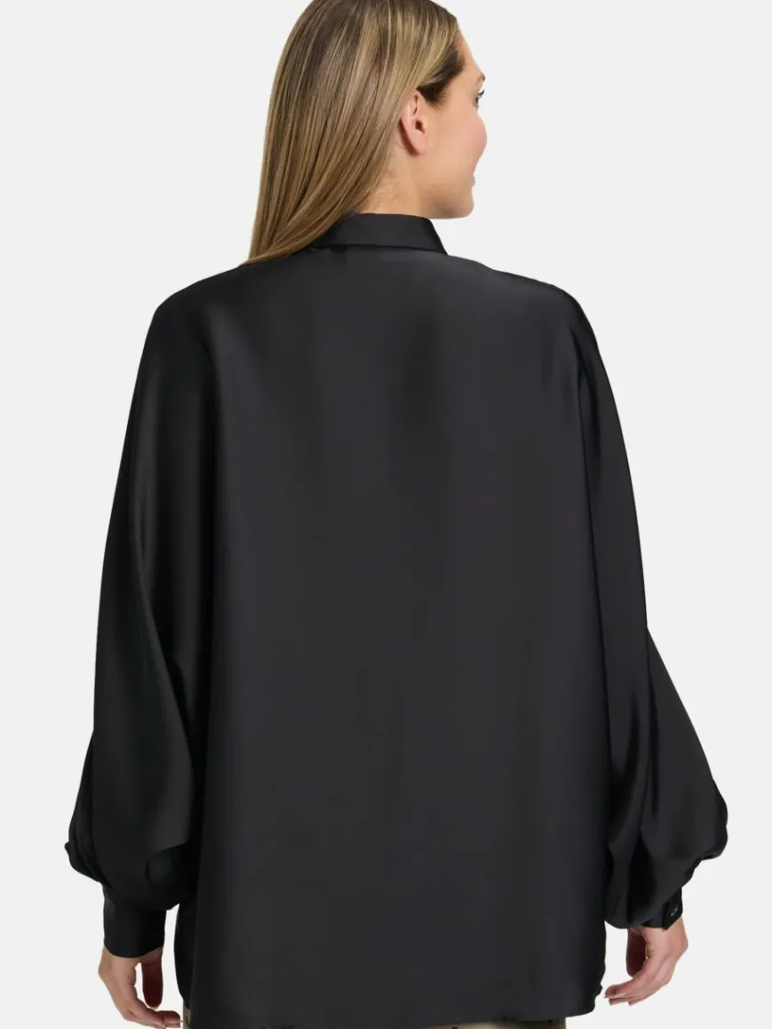 Vera Mont Blusen*Damen Satin-Bluse schwarz uni