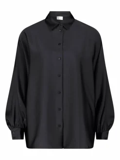 Vera Mont Blusen*Damen Satin-Bluse schwarz uni